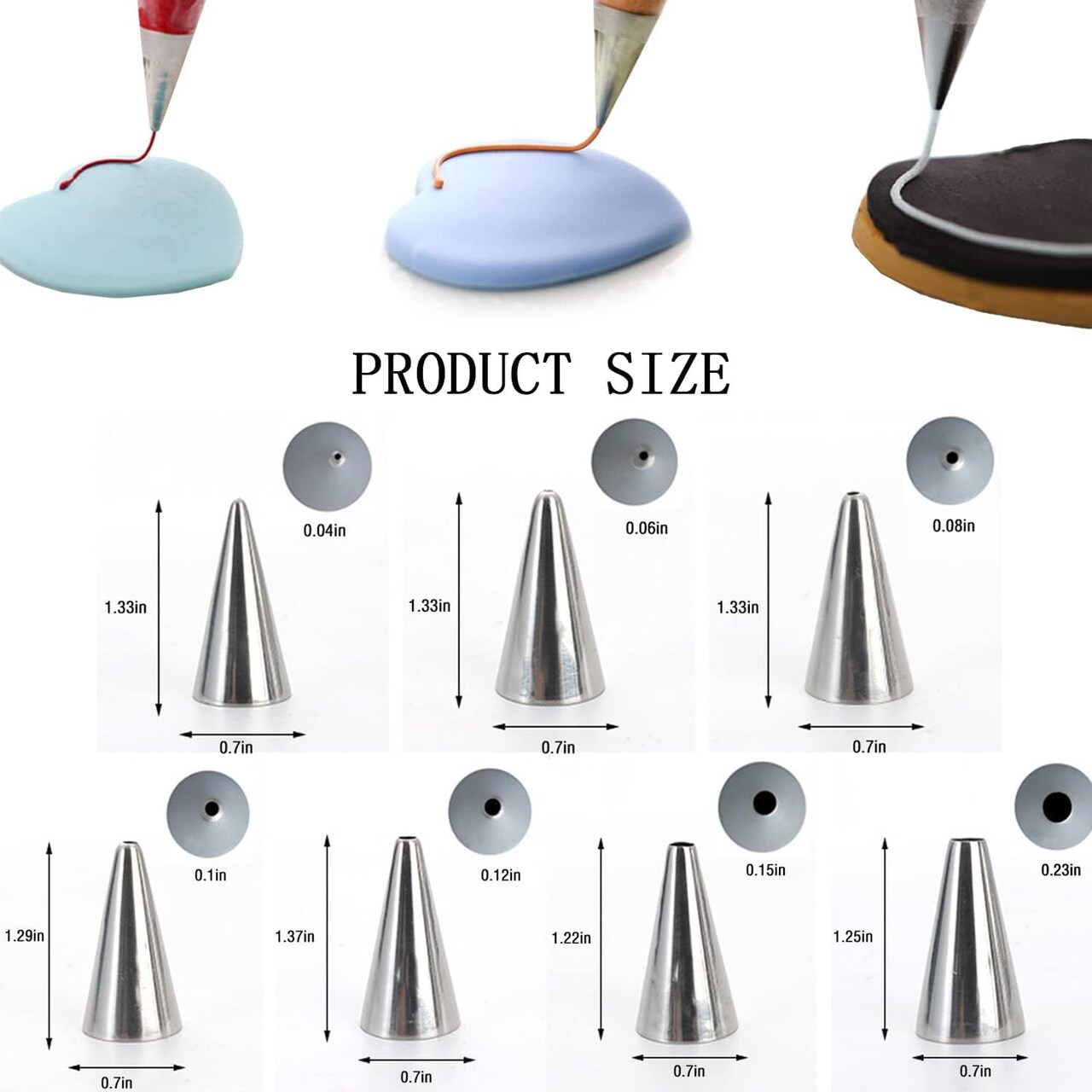 7 Pieces Round Hole Russian Piping Nozzles Set,Stainless Steel Pastry Tips, Graduated Sizes,Nozzles Tips Piping Set For Pastry Fondant,Cake Decorating Supplies Baking Set Tools